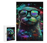 Colorful Otter Glasses Art Print Puzzle 1000 Pièces Educa Jouet en Bois Cadeau Unique Décoration Intérieure Jeu Éducatif Challenge Toy Adultes Et Enfants À Partir De 14 Ans 300 PCS