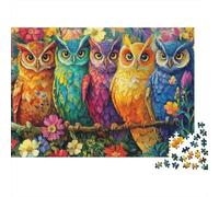 Colorful Owl Art 1000 pièces Groupe de hiboux Puzzle Adulte Carton épais Décompression Difficile Belle idée Cadeau 38x26cm/1000pcs