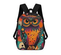 Colorful Owl with Abstract Background Whimsical Owl Pop Art Sac À Dos, Cartable Imprimé En 3D, Sac À Goûter, Sac À Dos De Voyage, Sac À Dos Entre Amis, Sac À Dos Scolaire Pour Filles Et Garçons 17inc