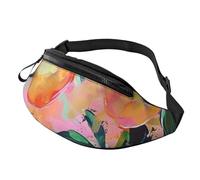 Colorful_Peach Sac banane imprimé pour homme et femme Sac banane avec sangle réglable pour la randonnée, la course à pied, les voyages, le cyclisme, Noir , Taille unique, Sac à dos de