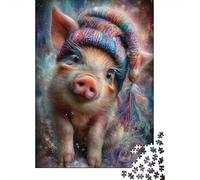 Colorful Pig Hat Winter Accessories Puzzle 1000 Pièces Educa Jouet en Bois Divertissement Créatif Décoration Intérieure Jeu Éducatif Challenge Toy Adultes Et Enfants À Partir De 14 Ans 70x50cm/1000pc