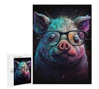 Colorful Pig with Glasses Art Print -1 Puzzle 1000 Pièces Educa Jouet en Bois Cadeau Unique Décoration Intérieure Jeu Éducatif Challenge Toy Adultes Et Enfants À Partir De 14 Ans 500 PCS