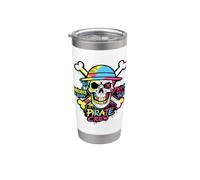 Colorful Pirate Crew Skull Graffiti Illustration Graphic Gobelet isotherme en acier inoxydable double paroi