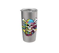 Colorful Pirate Crew Skull Graffiti Illustration Graphic Gobelet isotherme en acier inoxydable double paroi