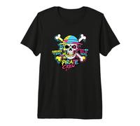 Colorful Pirate Crew Skull Graffiti Illustration Graphic T-Shirt Haut de Gamme
