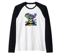 Colorful Pirate Crew Skull Graffiti Ocean Wanderers Skull Manche Raglan