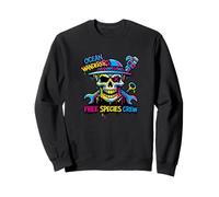 Colorful Pirate Crew Skull Graffiti Ocean Wanderers Skull Sweatshirt