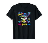 Colorful Pirate Crew Skull Graffiti Ocean Wanderers Skull T-Shirt