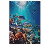 Colorful Poisson Puzzles Adultes 300 Pièces en Bois, Jouet De Puzzle De Défi De Cerveau pour des Enfants, D’Intelligence 42×30cm