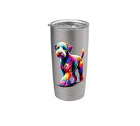 Colorful Pop Art Bedlington Terrier Rothbury Terrier Gobelet isotherme en acier inoxydable double paroi