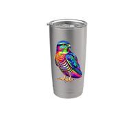 Colorful Pop Art Épervier d'Europe Gobelet isotherme en acier inoxydable double paroi