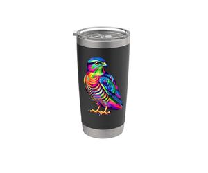 Colorful Pop Art Épervier d'Europe Gobelet isotherme en acier inoxydable double paroi