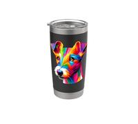 Colorful Pop Art Fox Terrier Smooth Fox Terriers Gobelet isotherme en acier inoxydable double paroi