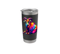 Colorful Pop Art Mouflon Wild Sheep Mouflons Gobelet isotherme en acier inoxydable double paroi