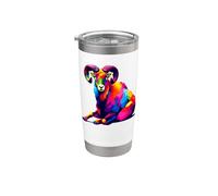 Colorful Pop Art Mouflon Wild Sheep Mouflons Gobelet isotherme en acier inoxydable double paroi