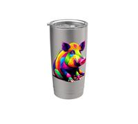 Colorful Pop Art Wild Pig Hog Hunting Boar Hunter Gobelet isotherme en acier inoxydable double paroi