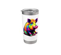 Colorful Pop Art Wild Pig Hog Hunting Boar Hunter Gobelet isotherme en acier inoxydable double paroi