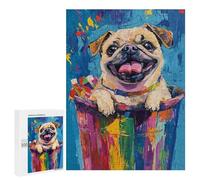 Colorful Pug in Bucket Painting Puzzle 1000 Pièces Educa Jouet en Bois Cadeau Unique Décoration Intérieure Jeu Éducatif Challenge Toy Adultes Et Enfants À Partir De 14 Ans 500 PCS