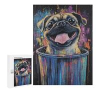 Colorful Pug in Trash Can Art Print Puzzle 500 Pièces Educa Jouet en Bois Cadeau Unique Décoration Intérieure Jeu Éducatif Challenge Toy Adultes Et Enfants À Partir De 14 Ans 500 PCS