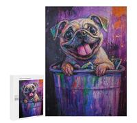 Colorful Pug in Trash Can Puzzle 1000 Pièces Educa Jouet en Bois Cadeau Unique Décoration Intérieure Jeu Éducatif Challenge Toy Adultes Et Enfants À Partir De 14 Ans 500 PCS