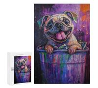 Colorful Pug in Trash Can Puzzle 1000 Pièces Educa Jouet en Bois Cadeau Unique Décoration Intérieure Jeu Éducatif Challenge Toy Adultes Et Enfants À Partir De 14 Ans 300 PCS