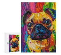 Colorful Pug Painting Artwork Puzzle 1000 Pièces Educa Jouet en Bois Cadeau Unique Décoration Intérieure Jeu Éducatif Challenge Toy Adultes Et Enfants À Partir De 14 Ans 300 PCS