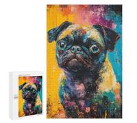 Colorful Pug Painting Artwork Puzzle 1000 Pièces Educa Jouet en Bois Cadeau Unique Décoration Intérieure Jeu Éducatif Challenge Toy Adultes Et Enfants À Partir De 14 Ans 1000 PCS