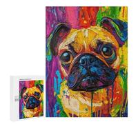 Colorful Pug Painting Artwork Puzzle 1000 Pièces Educa Jouet en Bois Cadeau Unique Décoration Intérieure Jeu Éducatif Challenge Toy Adultes Et Enfants À Partir De 14 Ans 500 PCS