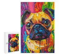 Colorful Pug Painting Artwork Puzzle 1000 Pièces Educa Jouet en Bois Cadeau Unique Décoration Intérieure Jeu Éducatif Challenge Toy Adultes Et Enfants À Partir De 14 Ans 1000 PCS
