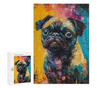 Colorful Pug Painting Artwork Puzzle 300 Pièces Educa Jouet en Bois Cadeau Unique Décoration Intérieure Jeu Éducatif Challenge Toy Adultes Et Enfants À Partir De 14 Ans 300 PCS