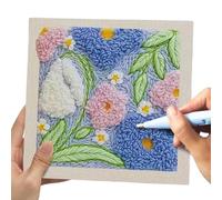 Colorful Punch Needle Kit, Embroidery Stitching Set, 9.84x9.84 Inches Portable Craft Kit with Beginner-Friendly Design, Needlework Supplies, Stitching Art Set with Durable Materials for Home