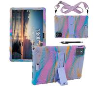 (Colorful Purple) For Lenovo Tab M11 Case Retro Textured Pc Kickstand Silicone Tablet Cover With Shoulder Strap