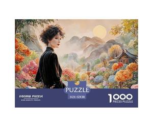 Colorful Render Illustration of Girl 1000 Pcs Carton Extra-épais Coffret De Puzzles Charming Lady Stimulant Et Éducatif Jeu Créatif Puzzles pour Adultes Et Enfants 52x38cm/1000pcs