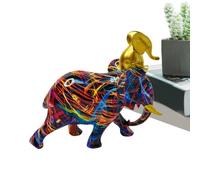 Colorful Resin Elephant Statue, Decorative Elephant Sculpture Figurine for Home, Tabletop, Living Room, Office, Nursery, Shelves, Desks, Stores, Shop Display, Gift for Mother’s Day, Birthday