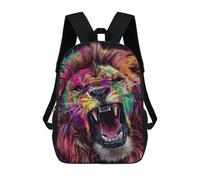 Colorful Roaring Lion Art Print-1 Sacs À Dos Imprimés En 3D Pour Enfants 17inch Sacs À Dos Tendance Et Décontractés Pour La Journée, Sacs De Voyage, Sacs À Dos D'extérieur Pour Garçons Et Filles