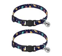 Colorful Rockets Lot de 2 colliers à boucle réglable pour chats
