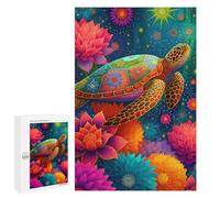 Colorful Sea Turtle Artwork Puzzle 1000 Pièces Educa Jouet en Bois Cadeau Unique Décoration Intérieure Jeu Éducatif Challenge Toy Adultes Et Enfants À Partir De 14 Ans 1000 PCS