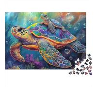 Colorful Sea Turtle Colourful Turtle with Baby on Back 1000 Pcs Jigsaw Puzzles Adults Beautiful Decoration Puzzle Birthday Gift 38x26cm/1000pcs