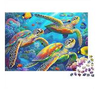 Colorful Sea Turtles Puzzle À Assembler 1000 Pièces Matériau Recyclable Ocean Adulte Puzzles Temps De Jeu en Famille Props Intéressant Jeu De Famille pour Femmes 38x26cm/1000pcs