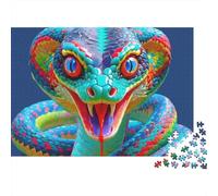 Colorful Snake Art 1000 pièces Portrait Serpent néon Puzzle Adulte Carton épais Anti-Stress Difficile Cadeau Anniversaire 38x26cm/1000pcs
