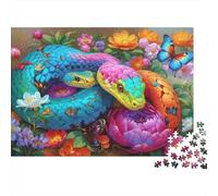 Colorful Snake Fantasy 100% Recycled Cardboard Floral Snake Pair Art 1000 Piece Jigsaws for Adults Brain Development Classic Games 70x50cm/1000pcs
