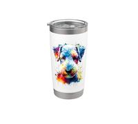 Colorful Splash Art Bedlington Terrier Rothbury Terrier Gobelet isotherme en acier inoxydable double paroi