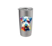 Colorful Splash Art Bedlington Terrier Rothbury Terrier Gobelet isotherme en acier inoxydable double paroi