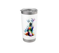 Colorful Splash Art Bedlington Terrier Rothbury Terrier Gobelet isotherme en acier inoxydable double paroi
