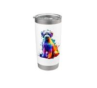 Colorful Splash Art Bedlington Terrier Rothbury Terrier Gobelet isotherme en acier inoxydable double paroi