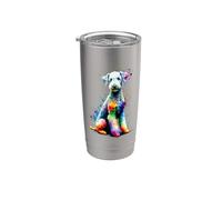 Colorful Splash Art Bedlington Terrier Rothbury Terrier Gobelet isotherme en acier inoxydable double paroi