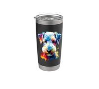 Colorful Splash Art Bedlington Terrier Rothbury Terrier Gobelet isotherme en acier inoxydable double paroi