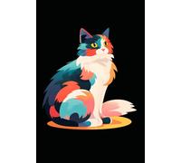 Colorful Splash Art Calico Cat: Blank Lined Calico Cat Journal/Notebook