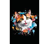Colorful Splash Art Calico Cat: Blank Lined Calico Cat Journal/Notebook
