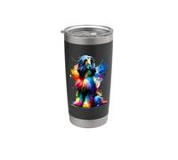 Colorful Splash Art Chien de lévrier afghan Gobelet isotherme en acier inoxydable double paroi